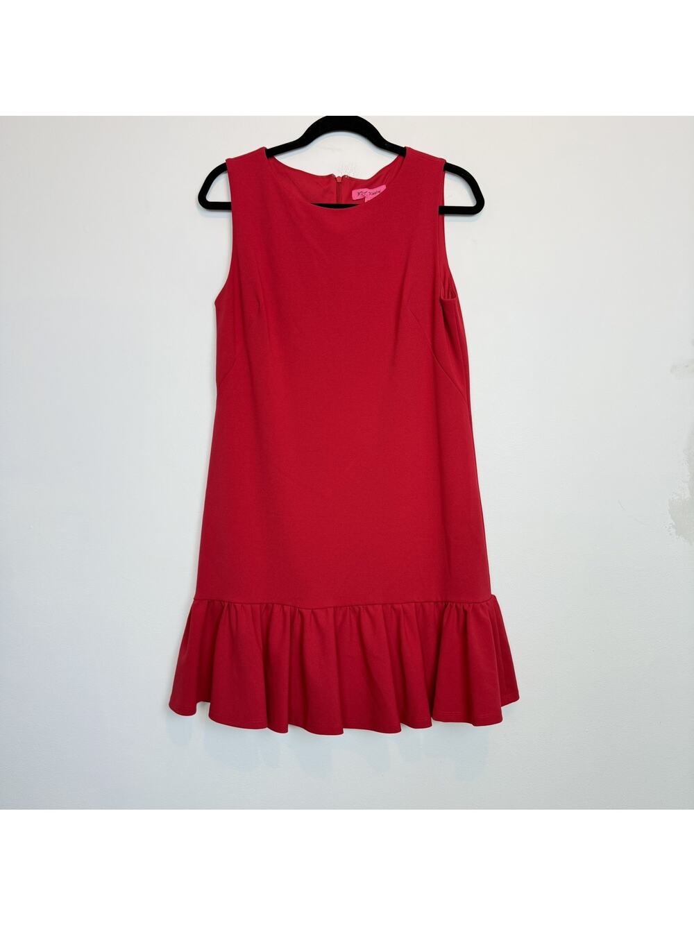 Vintage Betsey Johnson red ruffle shift dress sz 10 mod wedding summer vacation